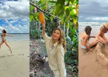 Após compartilhar aniversário, Gisele Bündchen abre álbum de fotos na Bahia